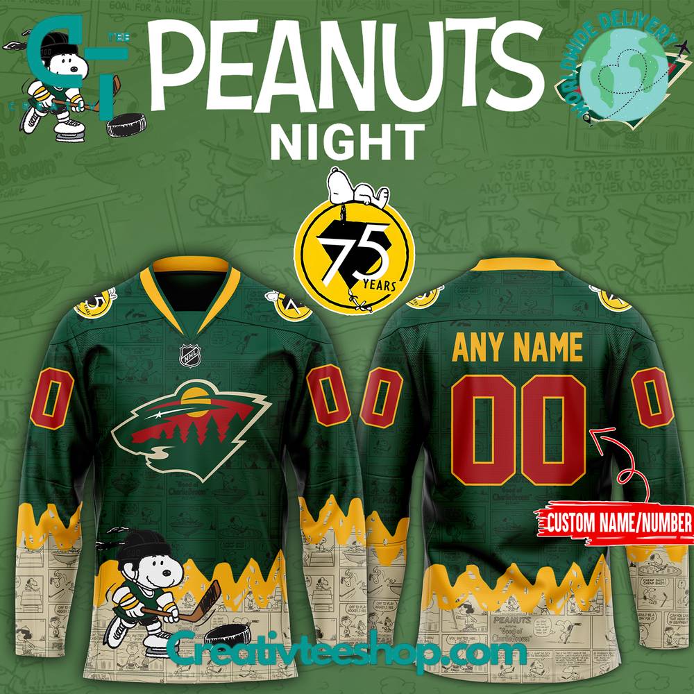 Minnesota Wild 75Th Anniversary Of Peanuts Hockey Jersey
