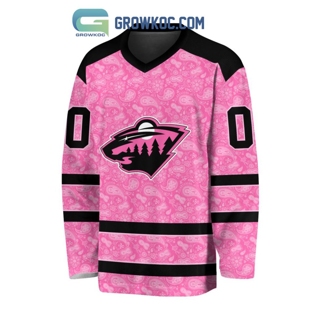 Minnesota Wild Nhl Special Pink Breast Cancer Hockey Jersey Long Sleeve