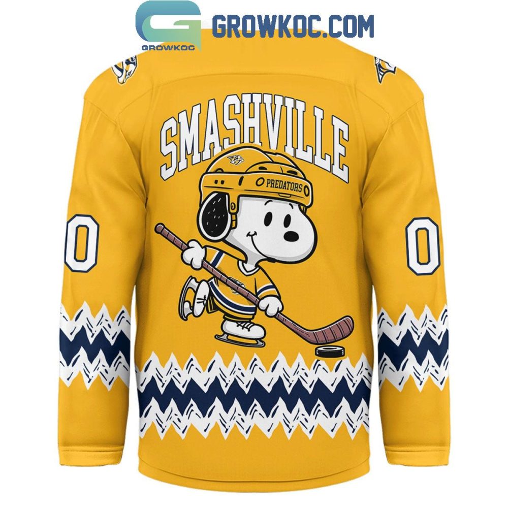 Nashville Predators Snoopy Peanuts Smashville Hockey Jersey